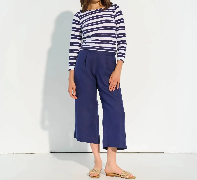 Cropped Wide Leg Pants In Navy