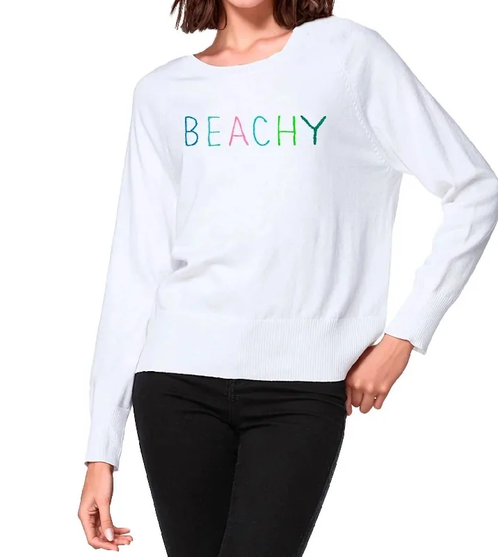 Beachy Sweater In White Multi