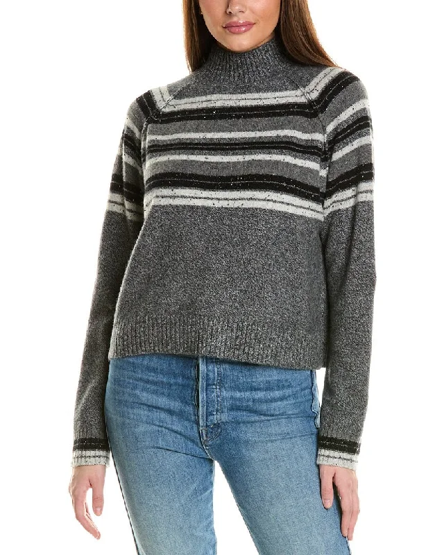 Collaboration Macie Stripe Mock Neck Cashmere Sweater