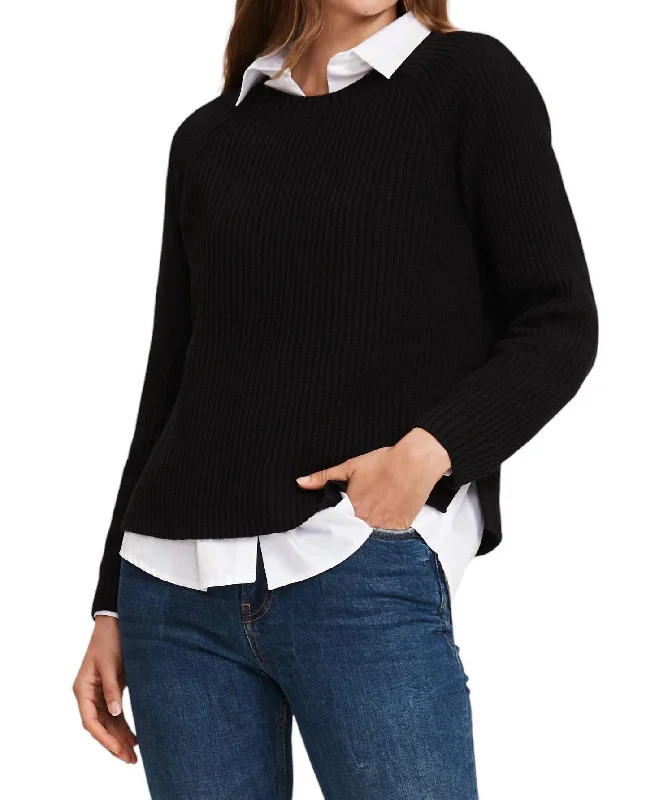 Mineral Wash Shaker Sweater In Black