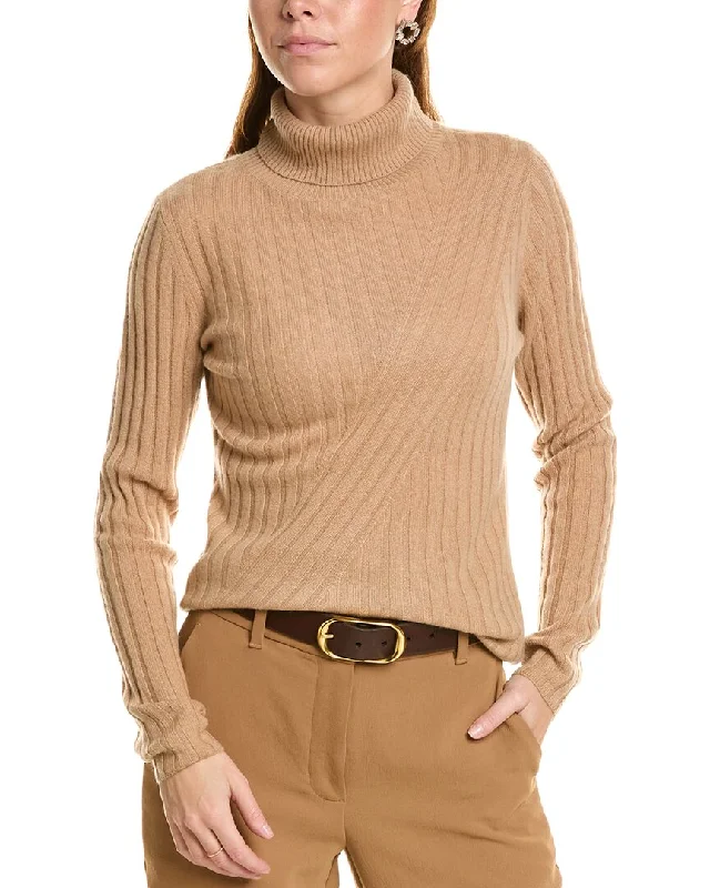 sofiacashmere Directional Rib Turtleneck Cashmere Sweater