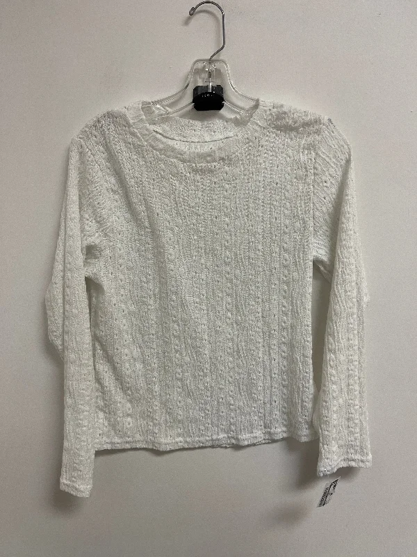 Top Long Sleeve By Clothes Mentor In White, Size: S