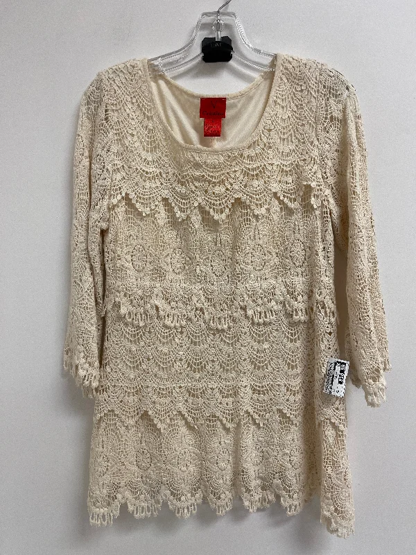 Top Long Sleeve By Cristina In Cream, Size: M