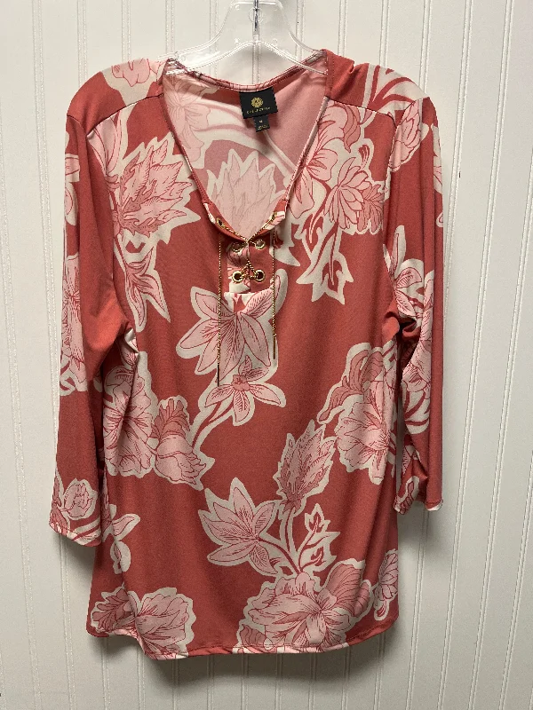 Top Long Sleeve By Jm Collections In Pink, Size: Xl