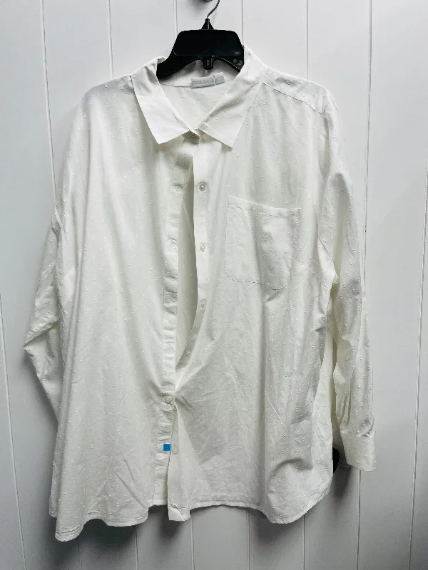 Top Long Sleeve By Kim Rogers In White, Size: 3x