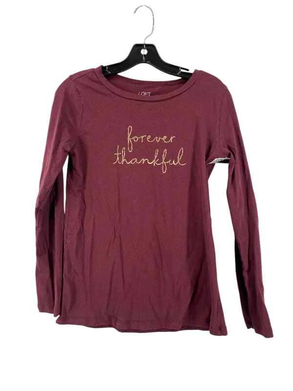 Top Long Sleeve By Loft In Maroon, Size: S