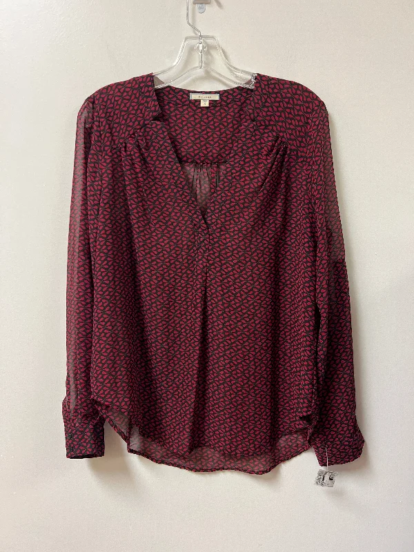 Top Long Sleeve By Pleione In Black & Red, Size: M