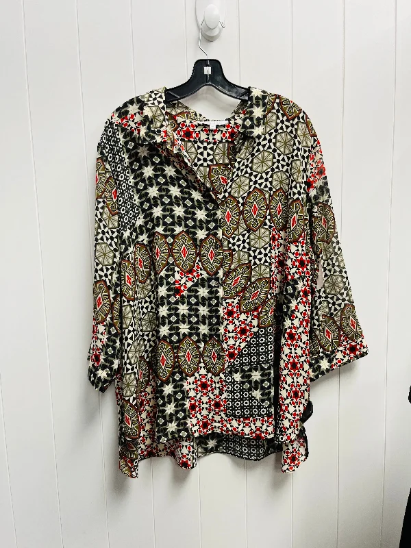 Top Long Sleeve By Rose And Olive In Green & Red, Size: 3x