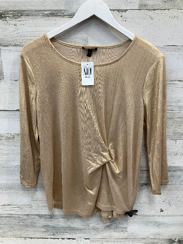 Top Long Sleeve By Sami & Jo In Gold, Size: Petite   S