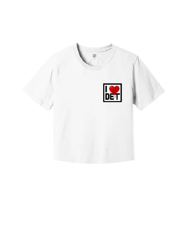 Ink Detroit I Love Detroit Boxy Cropped T-Shirt - White