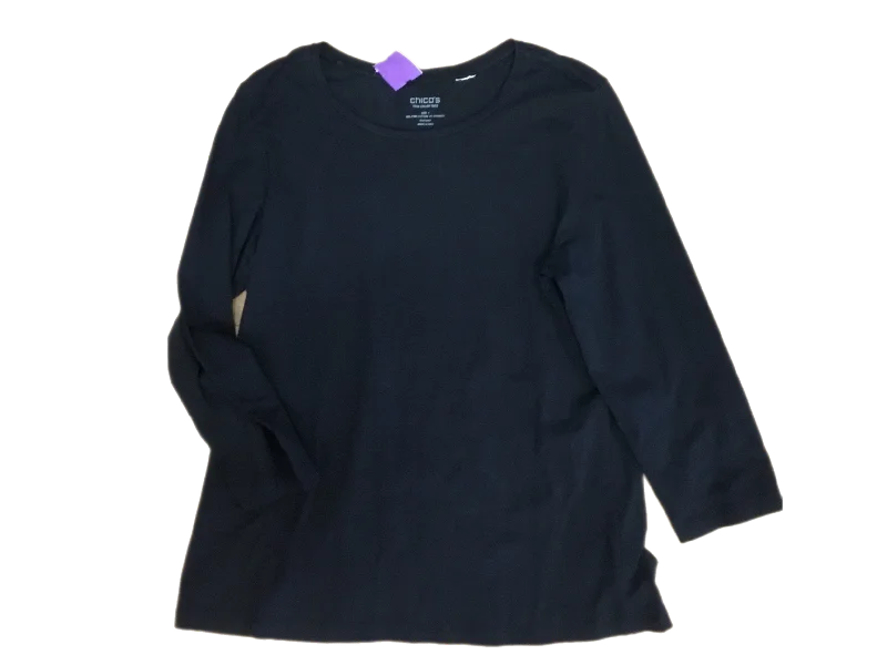 Top 3/4 Sleeve By Chicos In Black, Size: 1