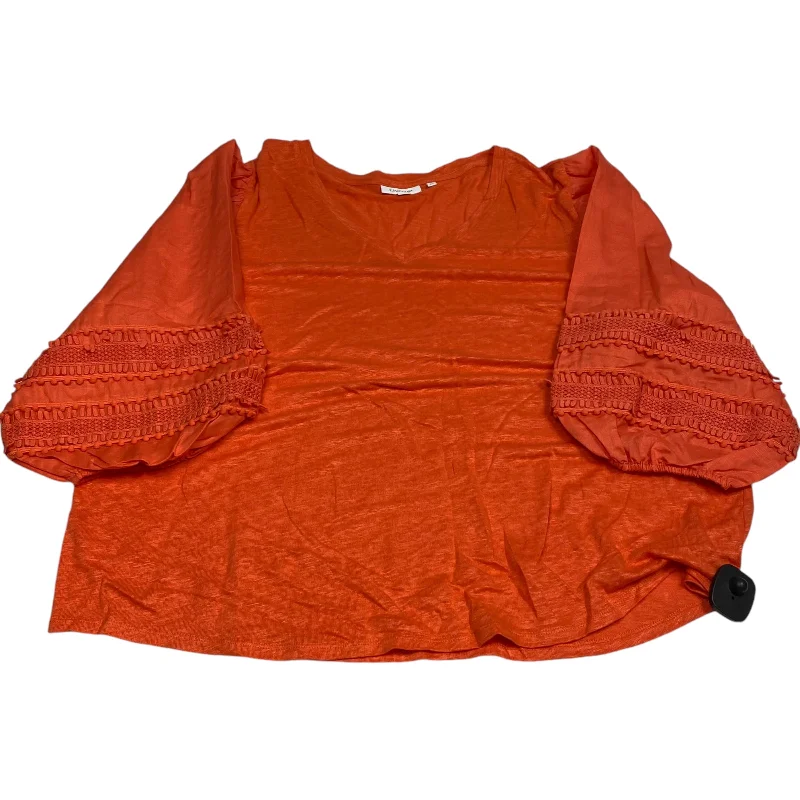 Top 3/4 Sleeve By Chicos In Orange, Size: Xxl