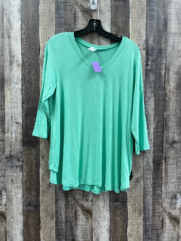 Top 3/4 Sleeve By Honeyme In Green, Size: L