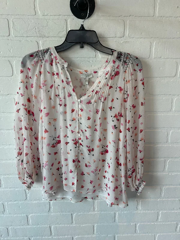 Top 3/4 Sleeve By Joie In Pink & White, Size: Xs