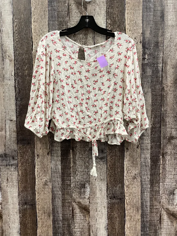 Top 3/4 Sleeve By Vanilla Star In Floral Print, Size: L