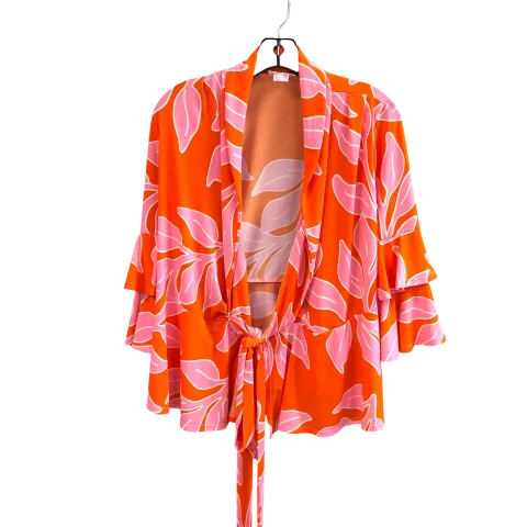 Top 3/4 Sleeve By Venus In Orange & Pink, Size: Xs